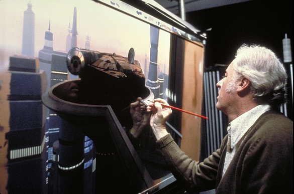 Ralph McQuarrie working on Cloud City matte painting