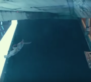 Rey leaping out of star destroyer