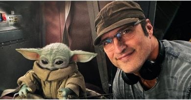 Robert Rodriguez with Baby Yoda for The Mandalorian
