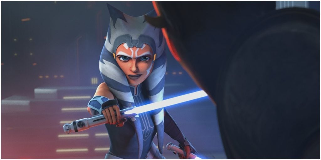 Ahsoka duels Maul in the final season of The Clone Wars