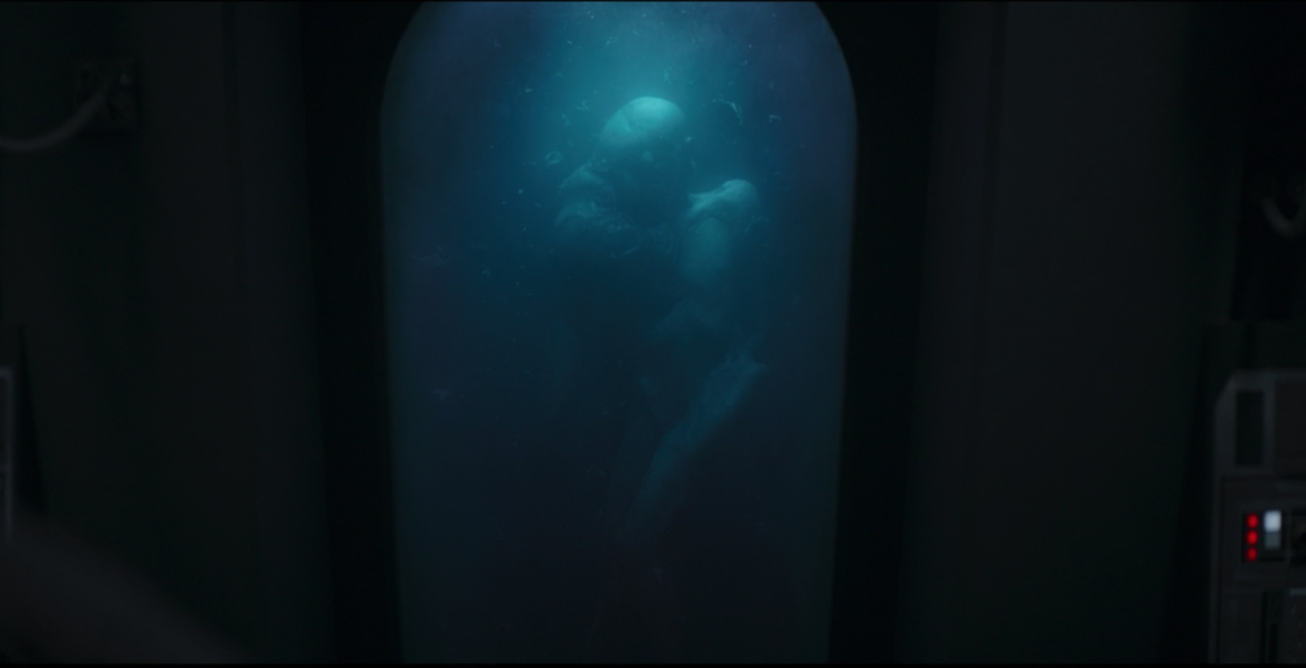 A body suspended in a vat in The Mandalorian