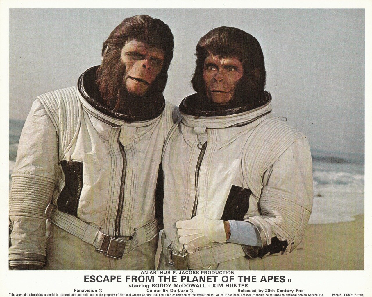 Cornelius and Zira from Escape From The Planet Of The Apes wearing Duros space suit prop