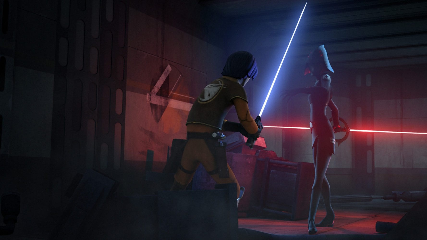 Ezra vs the seventh sister in Star Wars Rebels