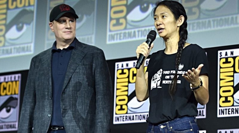 Chloé Zhao and Kevin Feige during SDCC 2019