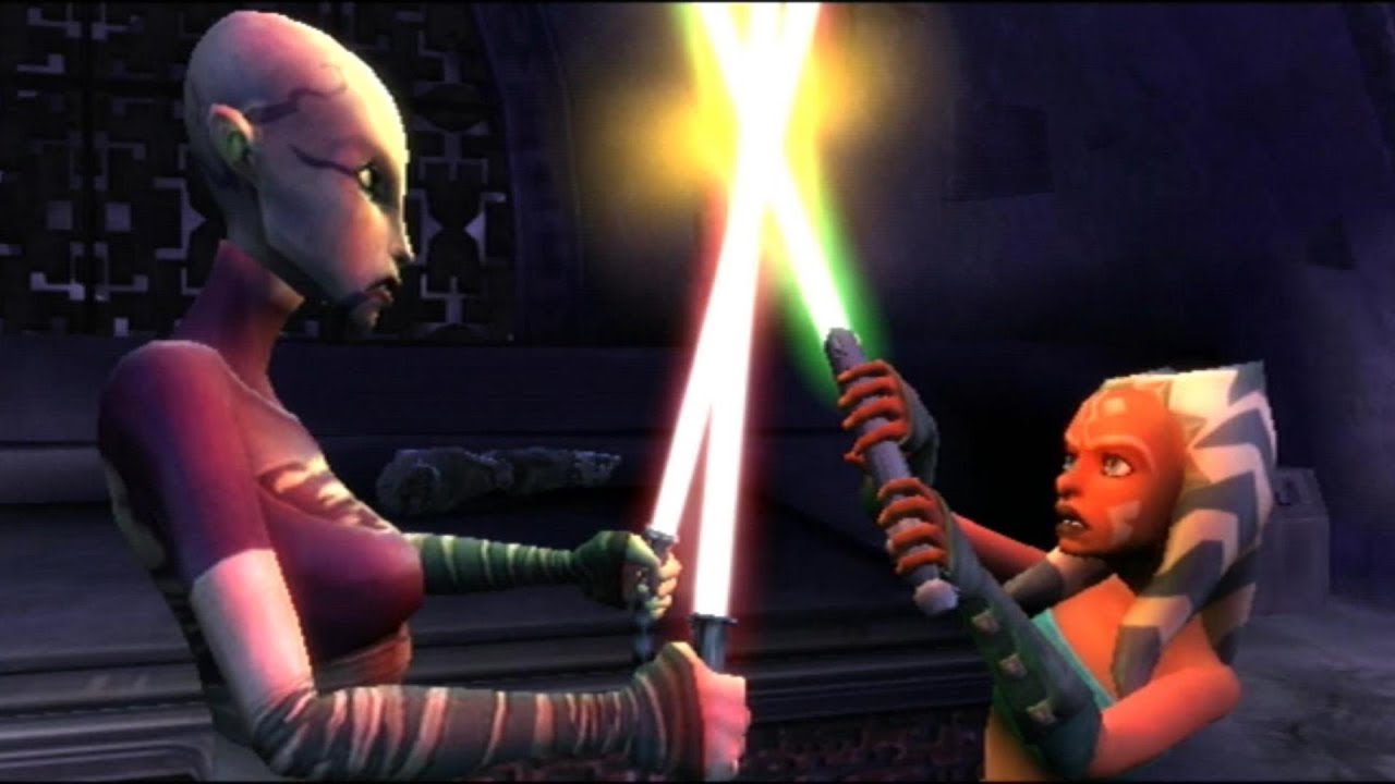 Asajj Ventress vs. Ahsoka Tano in Star Wars The Clone Wars: Lightsaber Duels