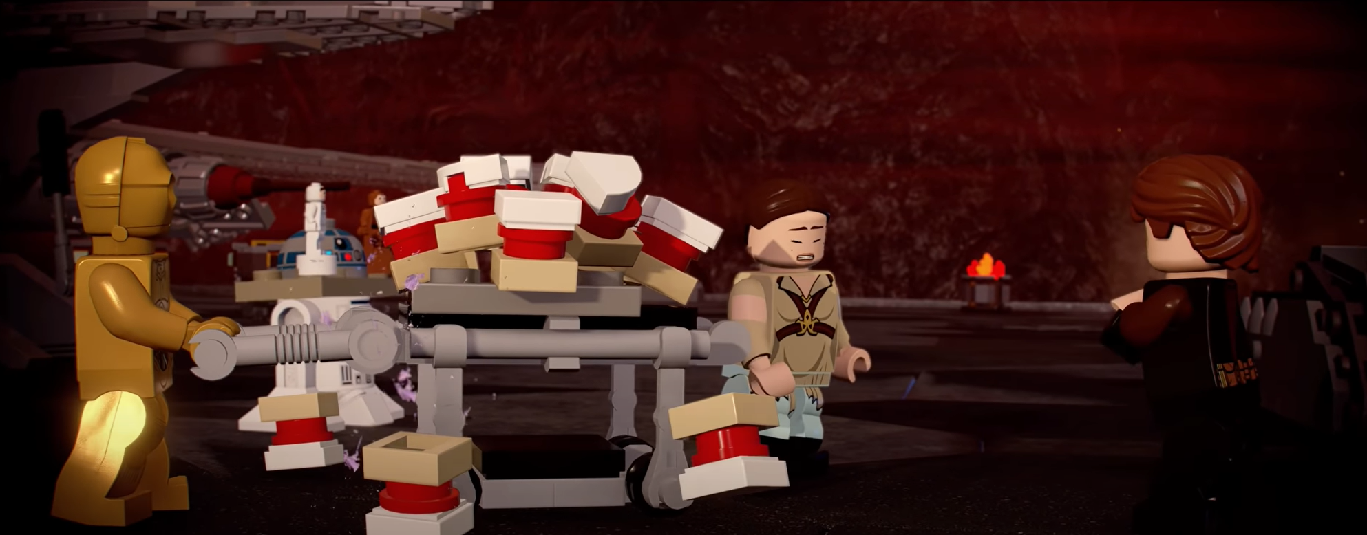 c-3po, R2-D2, Padme and Anakin in Lego Star Wars: The Skywalker Saga