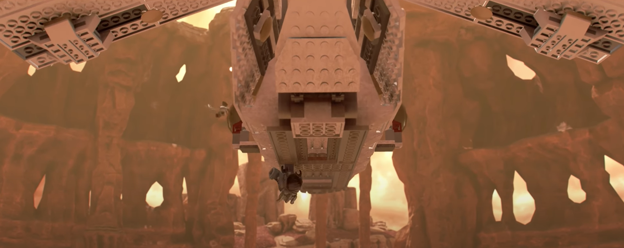 Jango Fett attached to clone gunship in Lego Star Wars: The Skywalker Saga