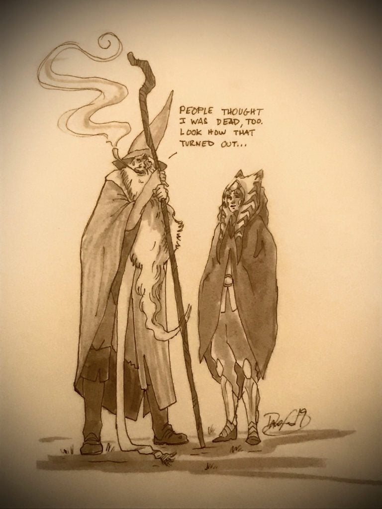Ahsoka and Gandalf drawing