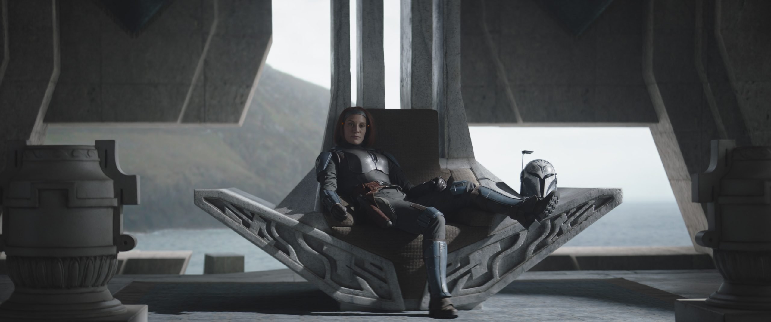 Bo-Katan on her throne in The Mandalorian