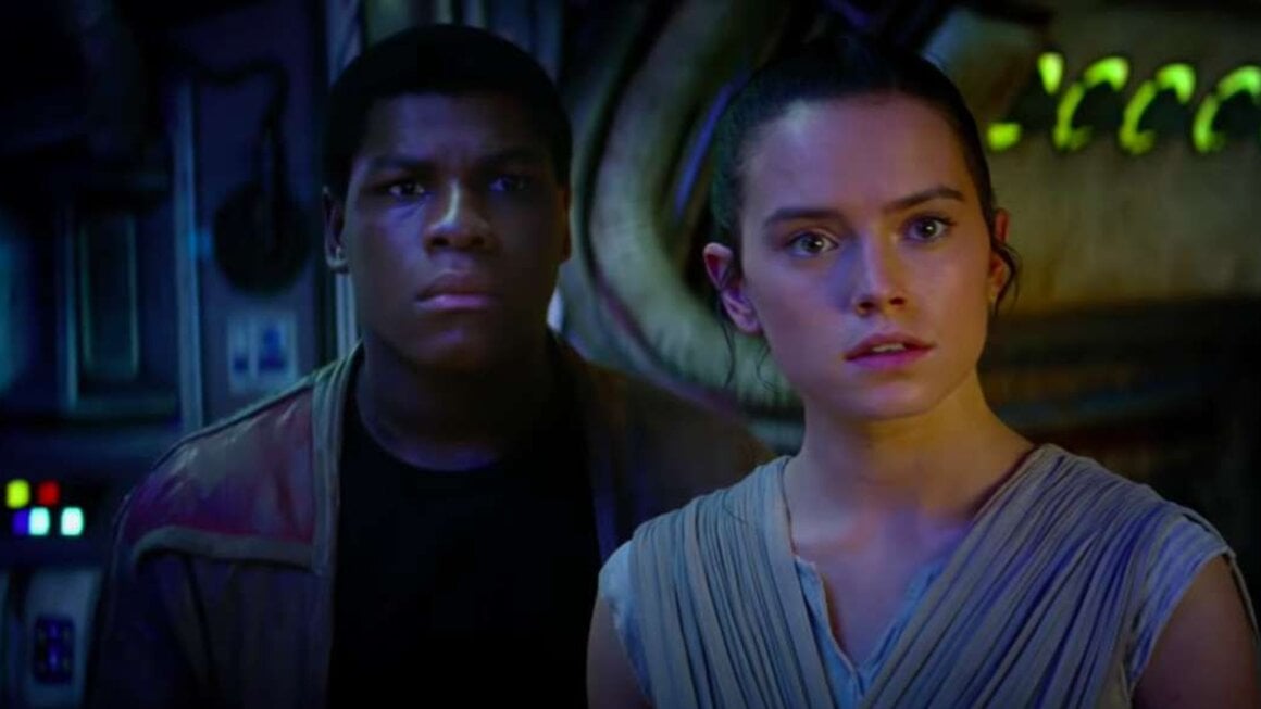 Daisy Ridley and John Boyega in Star Wars The Force Awakens Finn Rey