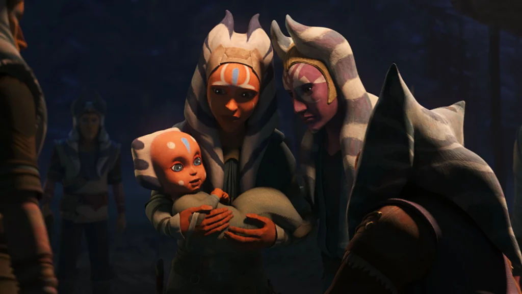 Ahsoka with her parents in Tales of the Jedi
