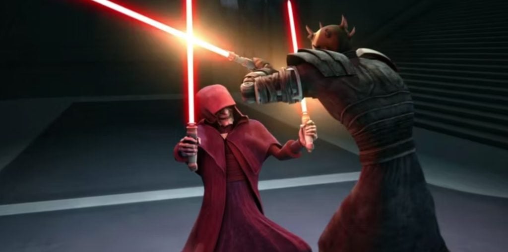 Palpatine duels Savage Opress