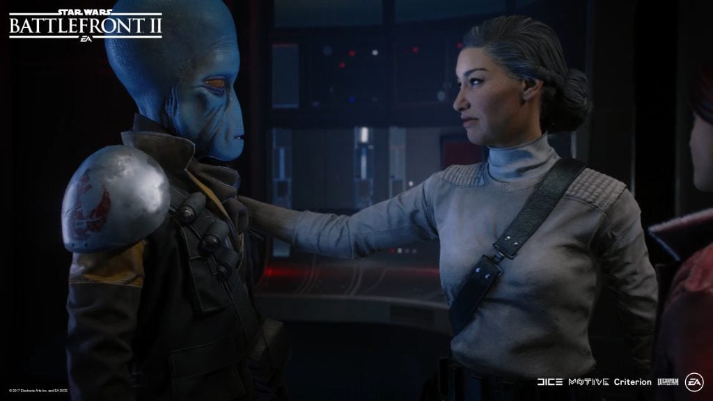 An older Iden Versio says bye to Shriv in Battlefront II DLC