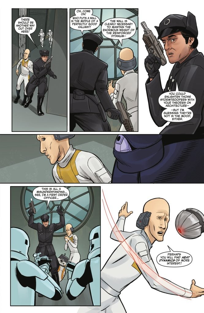 Poe Dameron and Cheka are cornered by the First Order